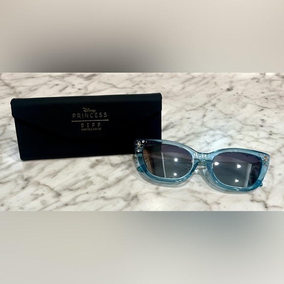 DIFF Disney Princess Sunglasses Cinderella Blue Crystal Glitter Dust Gradient - Picture 8 of 13